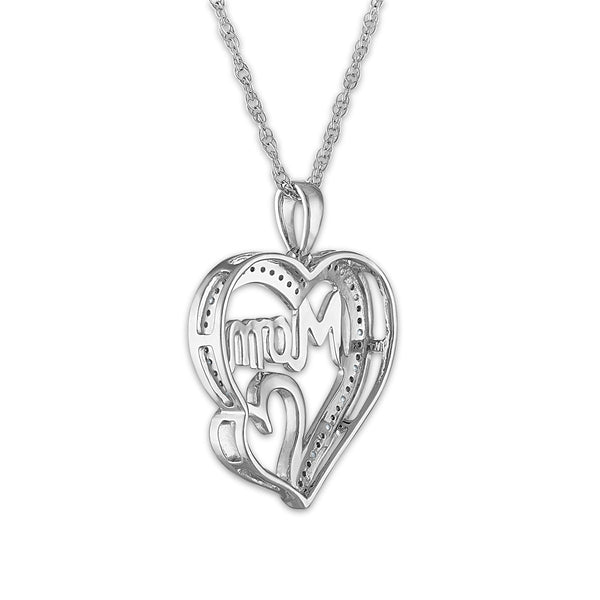 Diamond Accent 18-inch Mom Pendant in Sterling Silver