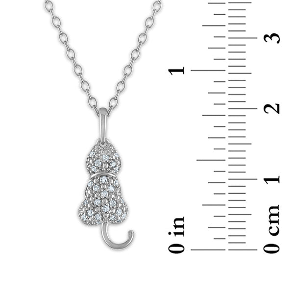 1/10 CTW Natural Diamond 18-inch Cat Pendant in Sterling Silver
