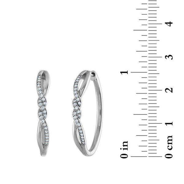 1/4 CTW Natural Diamond Twist Hoop Earrings in Sterling Silver
