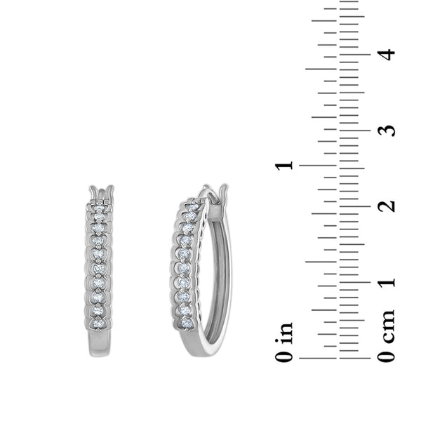 1/4 CTW Natural Diamond Hoop Earrings in Sterling Silver