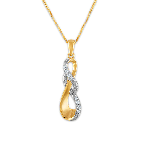 1/4 CTW Natural Diamond Infinity Earring Pendant Set 18-inch Pendant in Yellow Gold Plated Sterling Silver