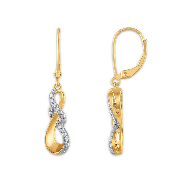 1/4 CTW Natural Diamond Infinity Earring Pendant Set 18-inch Pendant in Yellow Gold Plated Sterling Silver