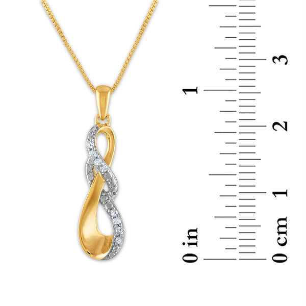 1/4 CTW Natural Diamond Infinity Earring Pendant Set 18-inch Pendant in Yellow Gold Plated Sterling Silver
