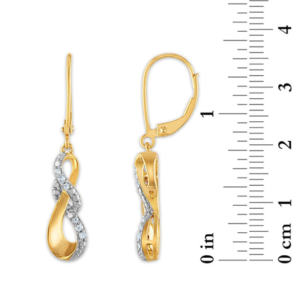 1/4 CTW Natural Diamond Infinity Earring Pendant Set 18-inch Pendant in Yellow Gold Plated Sterling Silver