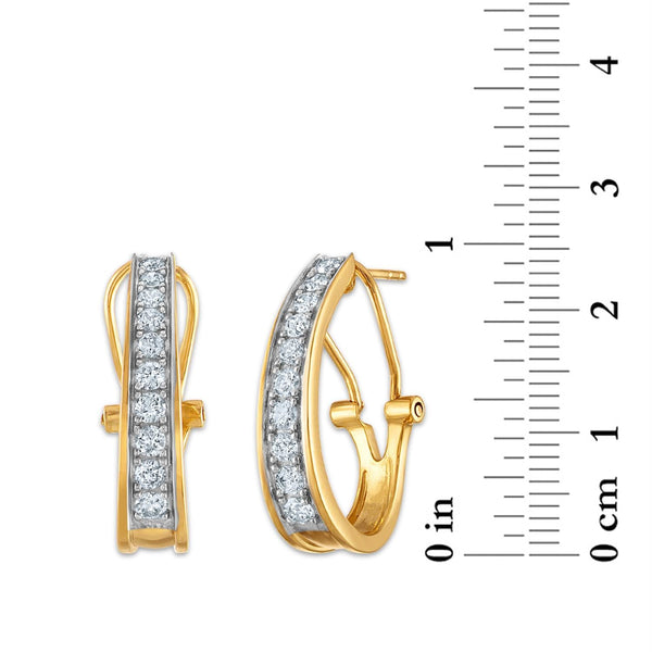 1 CTW Natural Diamond Hoop Earrings in 10KT Yellow Gold