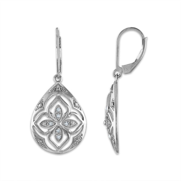 1/4 CTW Natural Diamond 18-inch Pendant Ring Earrings Set in Sterling Silver