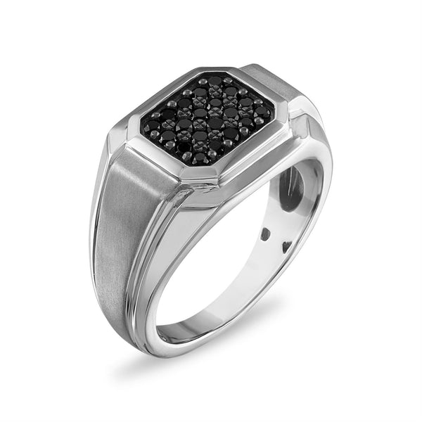 1/2 CTW Treated Black Natural Diamond Ring in Sterling Silver