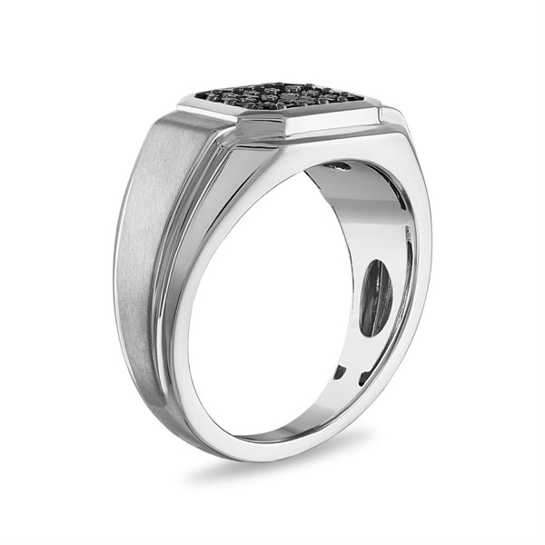 1/2 CTW Treated Black Natural Diamond Ring in Sterling Silver