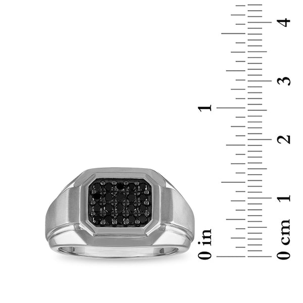 1/2 CTW Treated Black Natural Diamond Ring in Sterling Silver