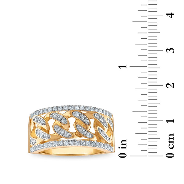 1/2 CTW Natural Diamond Cuban Link Ring in 10KT Yellow Gold