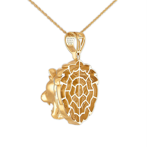 1/2 CTW Natural Diamond Lion Head 18-inch Pendant in 10KT Yellow Gold