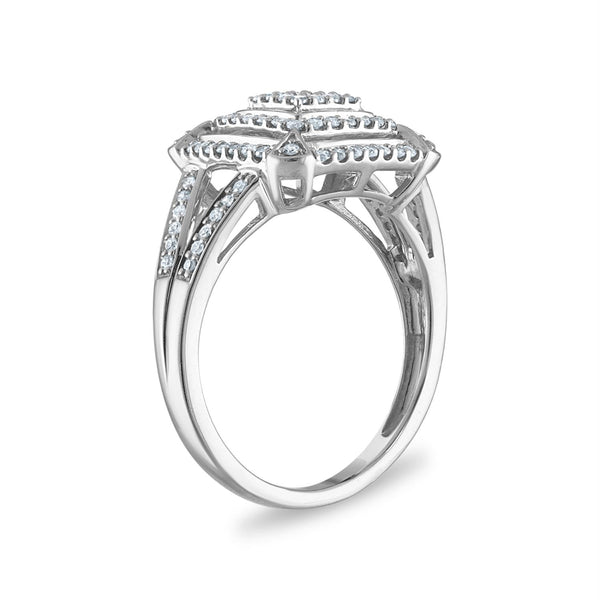 1/2 CTW Natural Diamond Fashion Ring in Rhodium Plated Sterling Silver