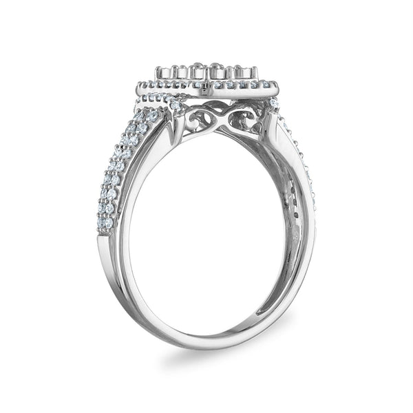 1/2 CTW Natural Diamond Fashion Ring in Rhodium Plated Sterling Silver