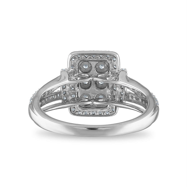 1/2 CTW Natural Diamond Fashion Ring in Rhodium Plated Sterling Silver