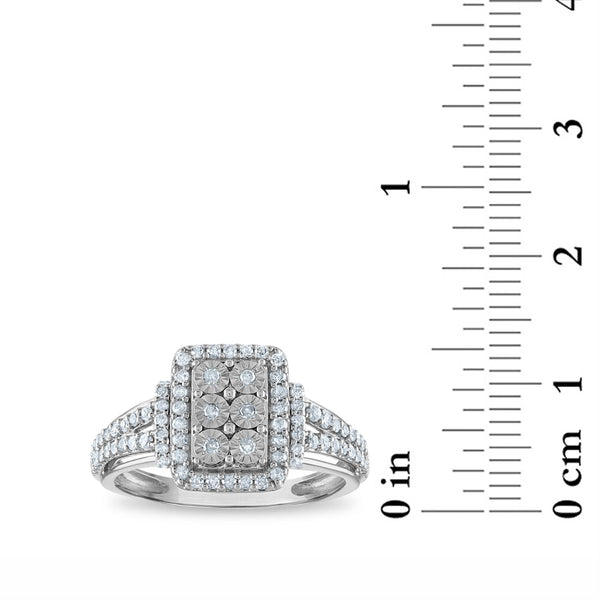 1/2 CTW Natural Diamond Fashion Ring in Rhodium Plated Sterling Silver