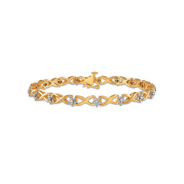 1/10 CTW Natural Diamond 7-inch Infinity Tennis Bracelet in Yellow Gold Plated Sterling Silver