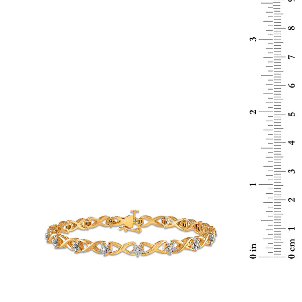 1/10 CTW Natural Diamond 7-inch Infinity Tennis Bracelet in Yellow Gold Plated Sterling Silver