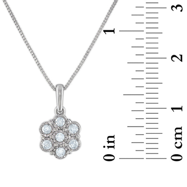 1/2 CTW Natural Diamond Flower 18-inch Pendant Earrings Set in Sterling Silver