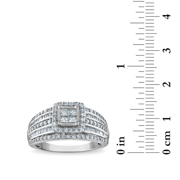 1 CTW Natural Diamond Halo Engagement Ring in 10KT White Gold