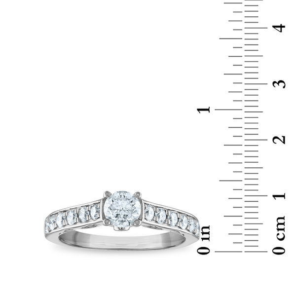 1 CTW Natural Diamond Engagement Classic Ring in 14KT White Gold