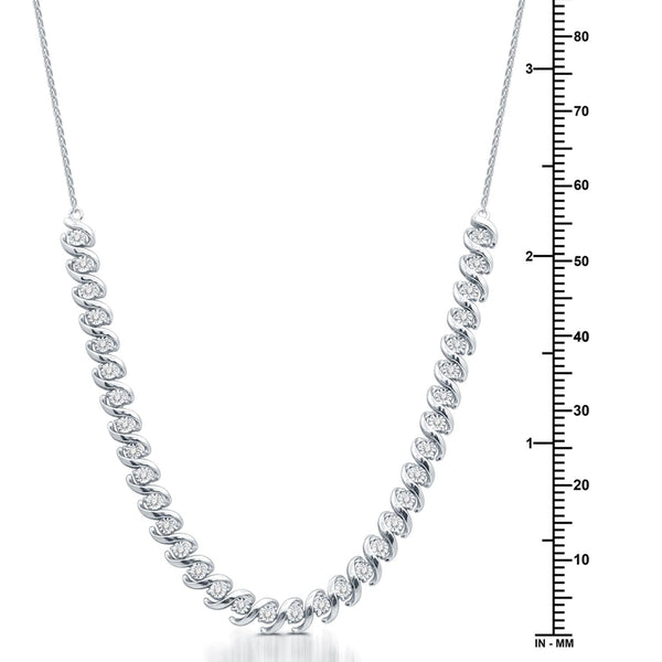 1/2 CTW Natural Diamond 20-inch Illusion Set Fashion Tennis Necklace in Rhodium Plated Sterling Silver