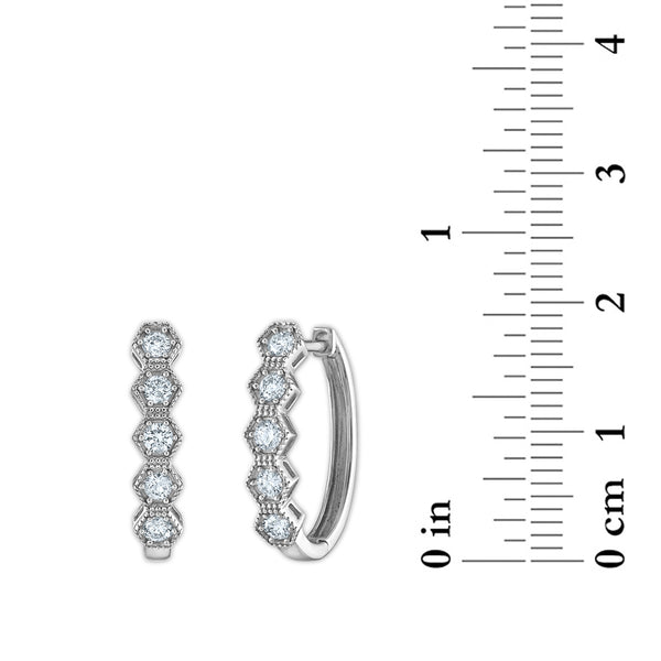 White Diamond Hoop Earrings in 14KT Gold