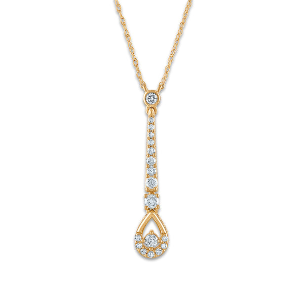 White Diamond Drop / Dangle Pendant in 10KT Gold