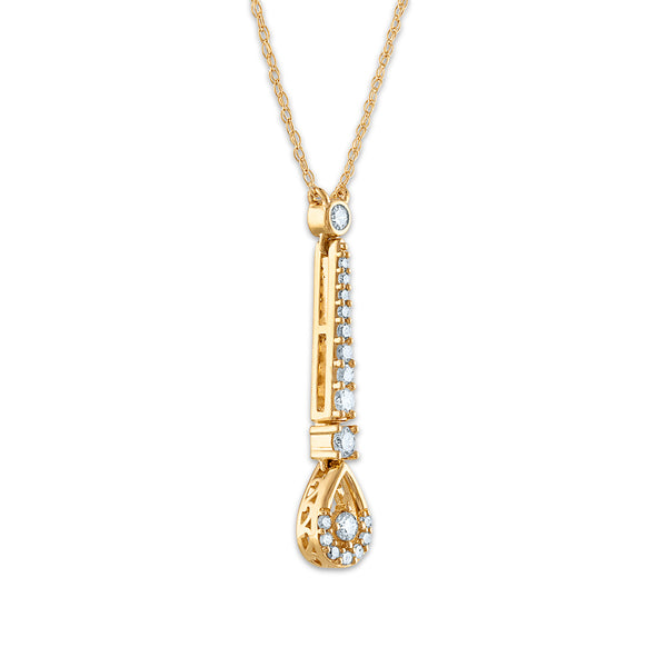 White Diamond Drop / Dangle Pendant in 10KT Gold