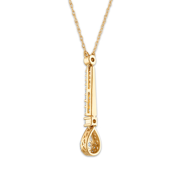 White Diamond Drop / Dangle Pendant in 10KT Gold