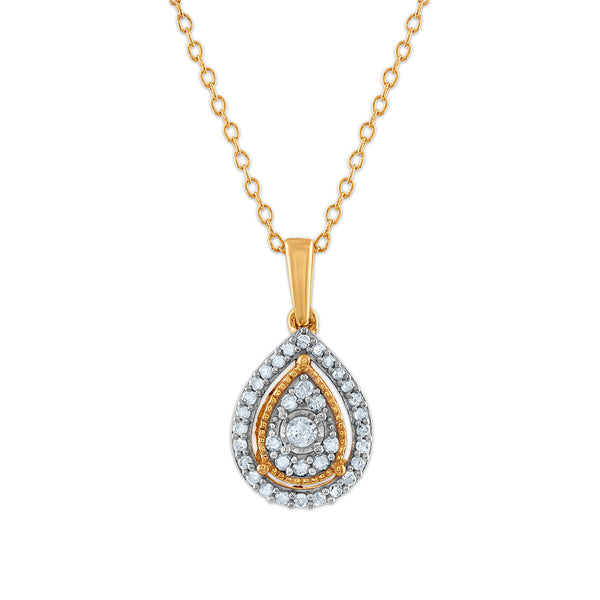 1/2 CTW Natural Diamond Pendant and Earrings Set in Gold Plated Sterling Silver