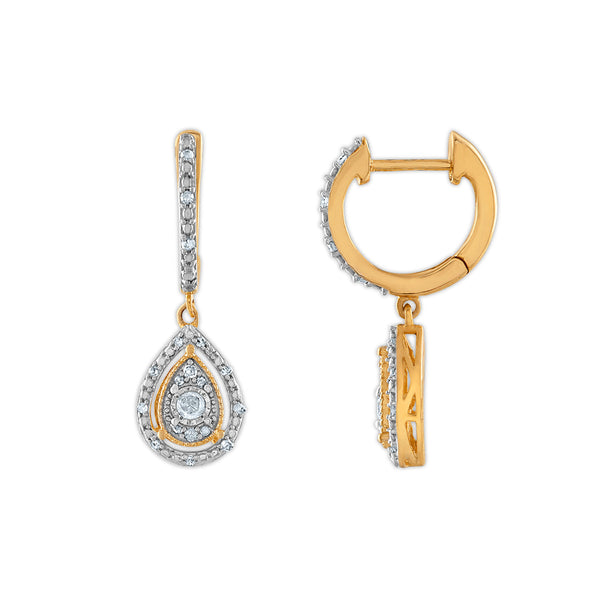 1/2 CTW Natural Diamond Pendant and Earrings Set in Gold Plated Sterling Silver