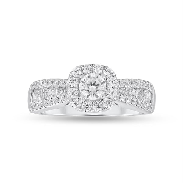 White Diamond Halo Ring in 14KT Gold
