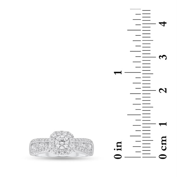 White Diamond Halo Ring in 14KT Gold