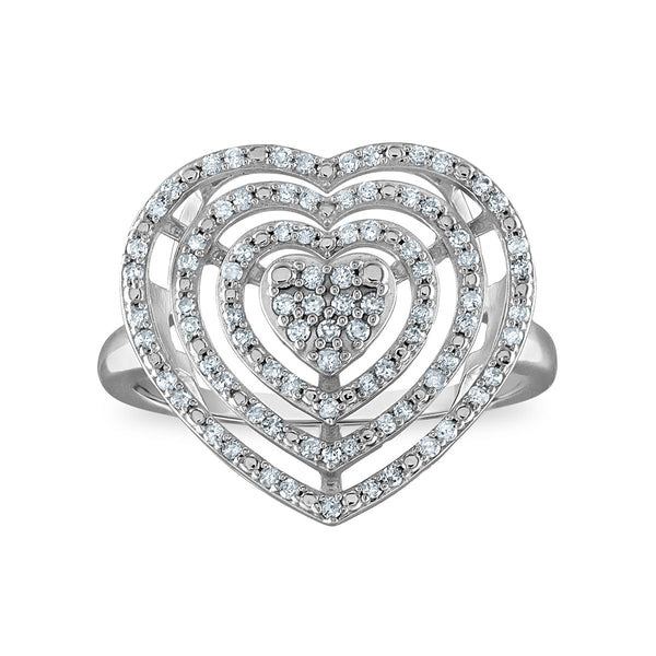 White Diamond Hearts & Symbols Ring in 925 Silver