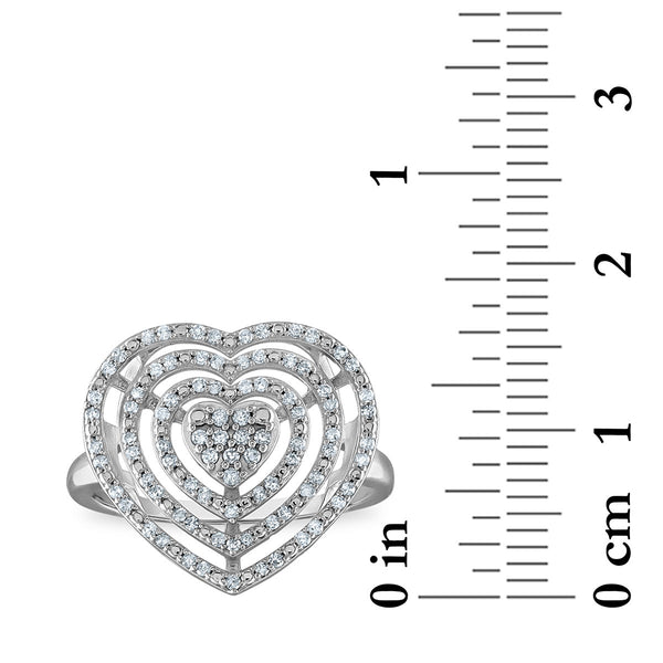 White Diamond Hearts & Symbols Ring in 925 Silver