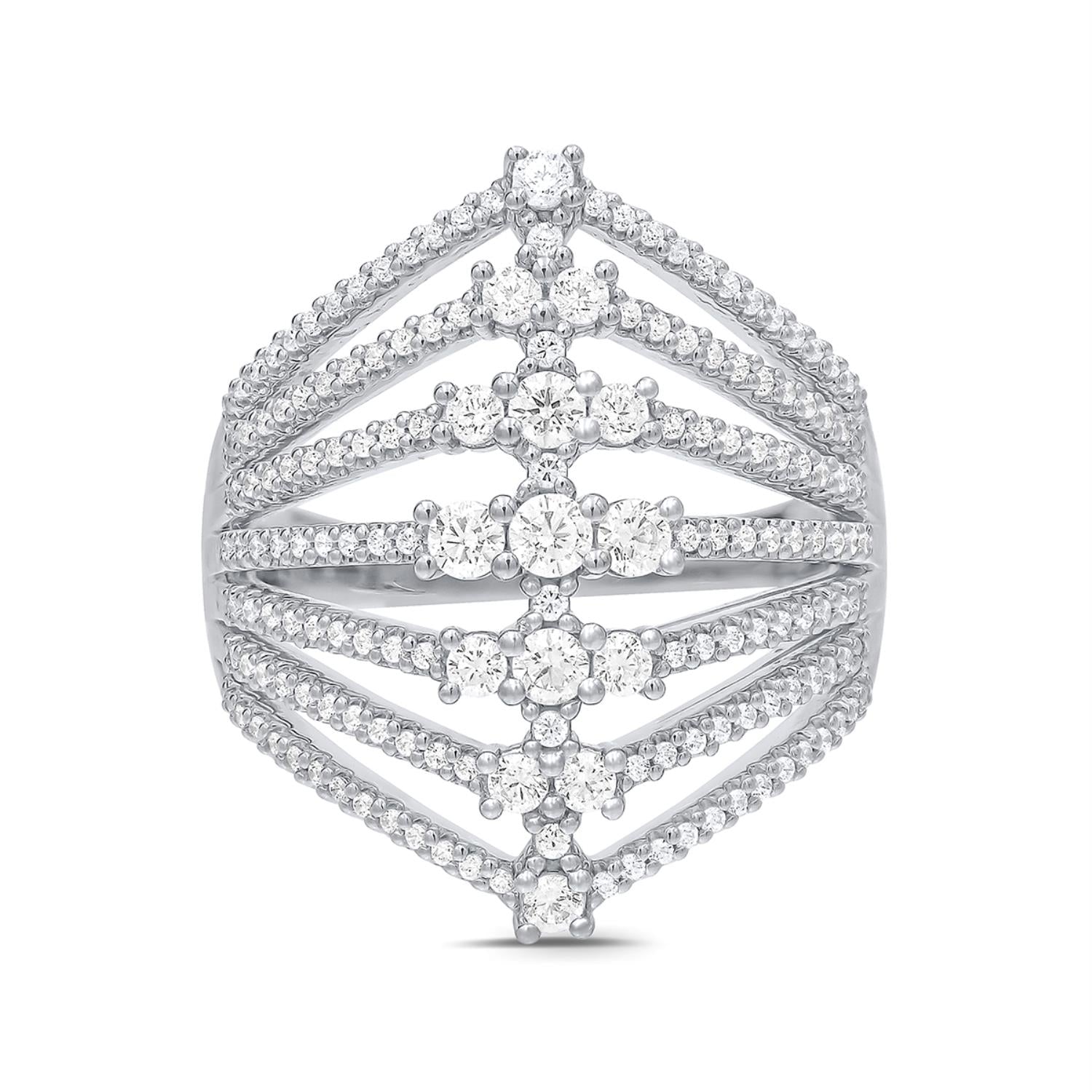1 CTW Natural Diamond Multi-Row Fashion Ring in 14KT White Gold