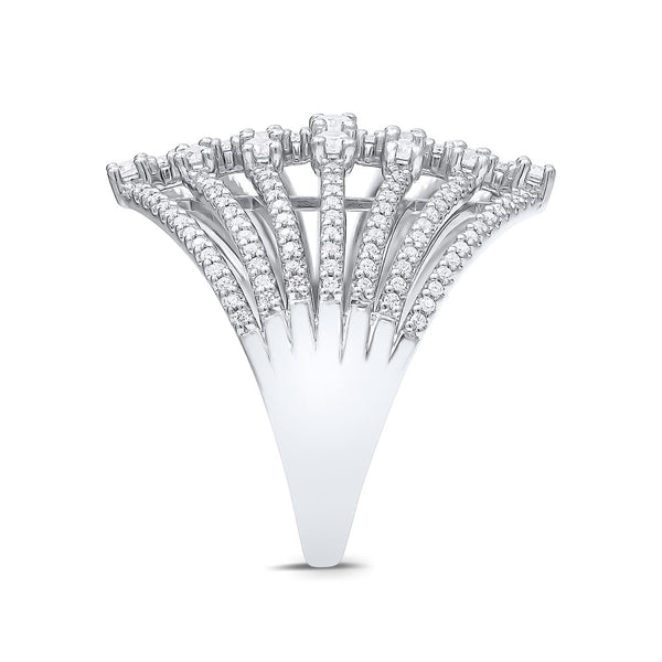 1 CTW Natural Diamond Multi-Row Fashion Ring in 14KT White Gold