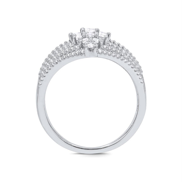 1 CTW Natural Diamond Multi-Row Fashion Ring in 14KT White Gold