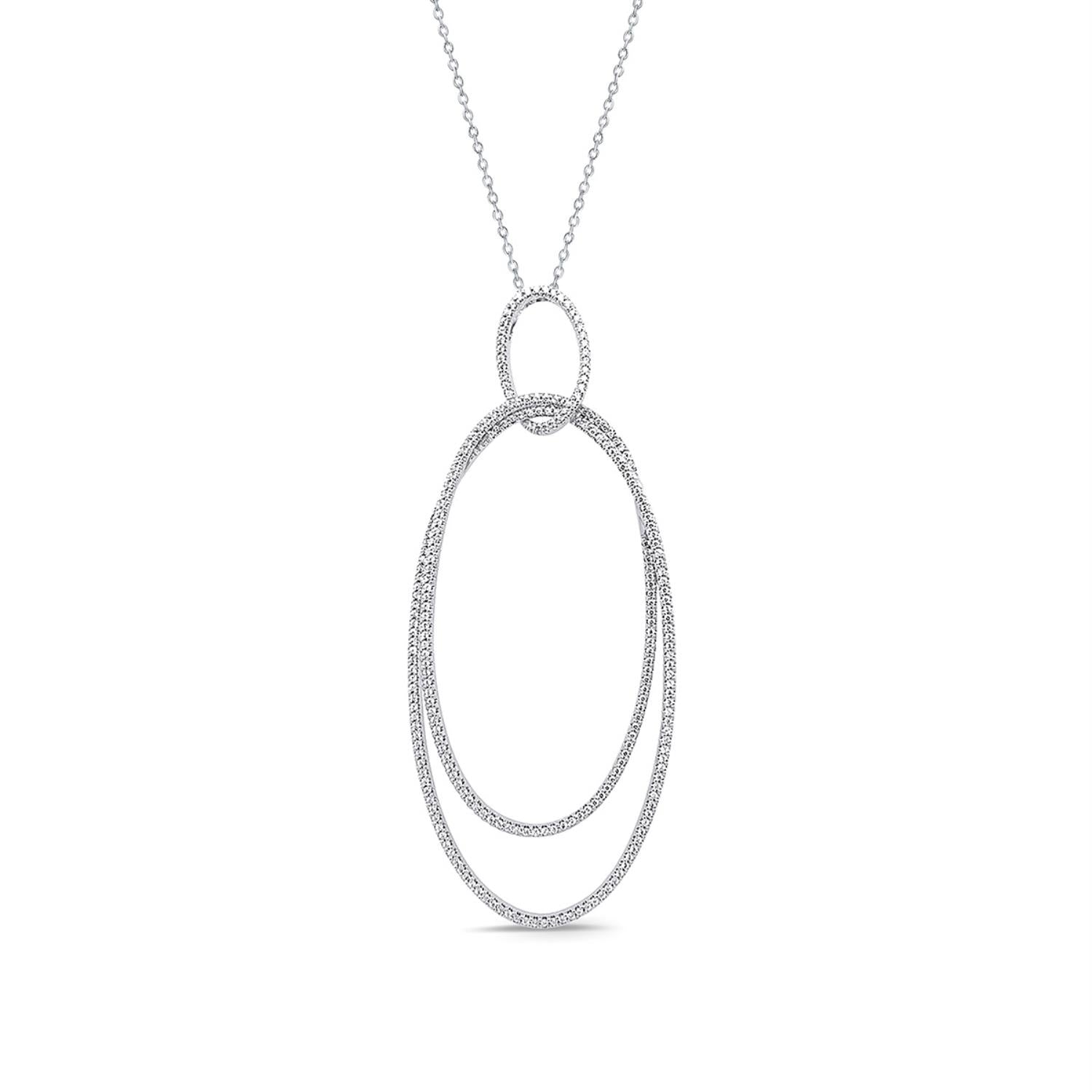 3/4 CTW Natural Diamond 18-inch Double Oval Pendant in 10KT White Gold