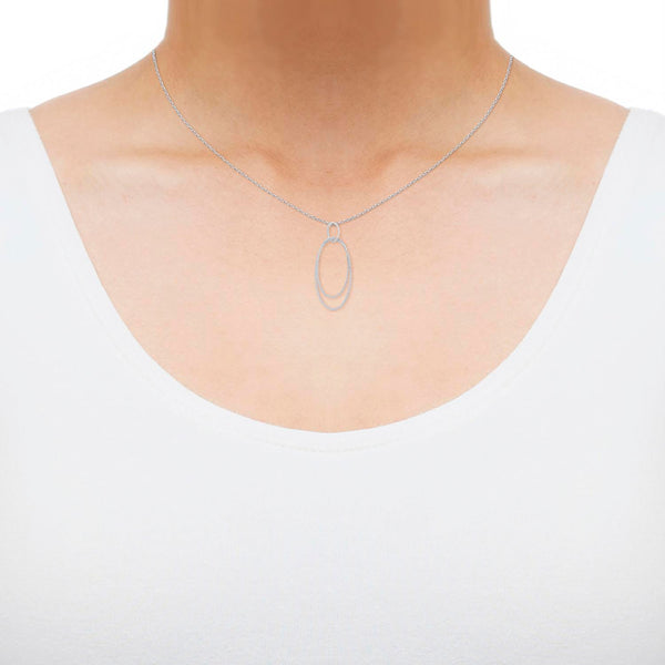 3/4 CTW Natural Diamond 18-inch Double Oval Pendant in 10KT White Gold