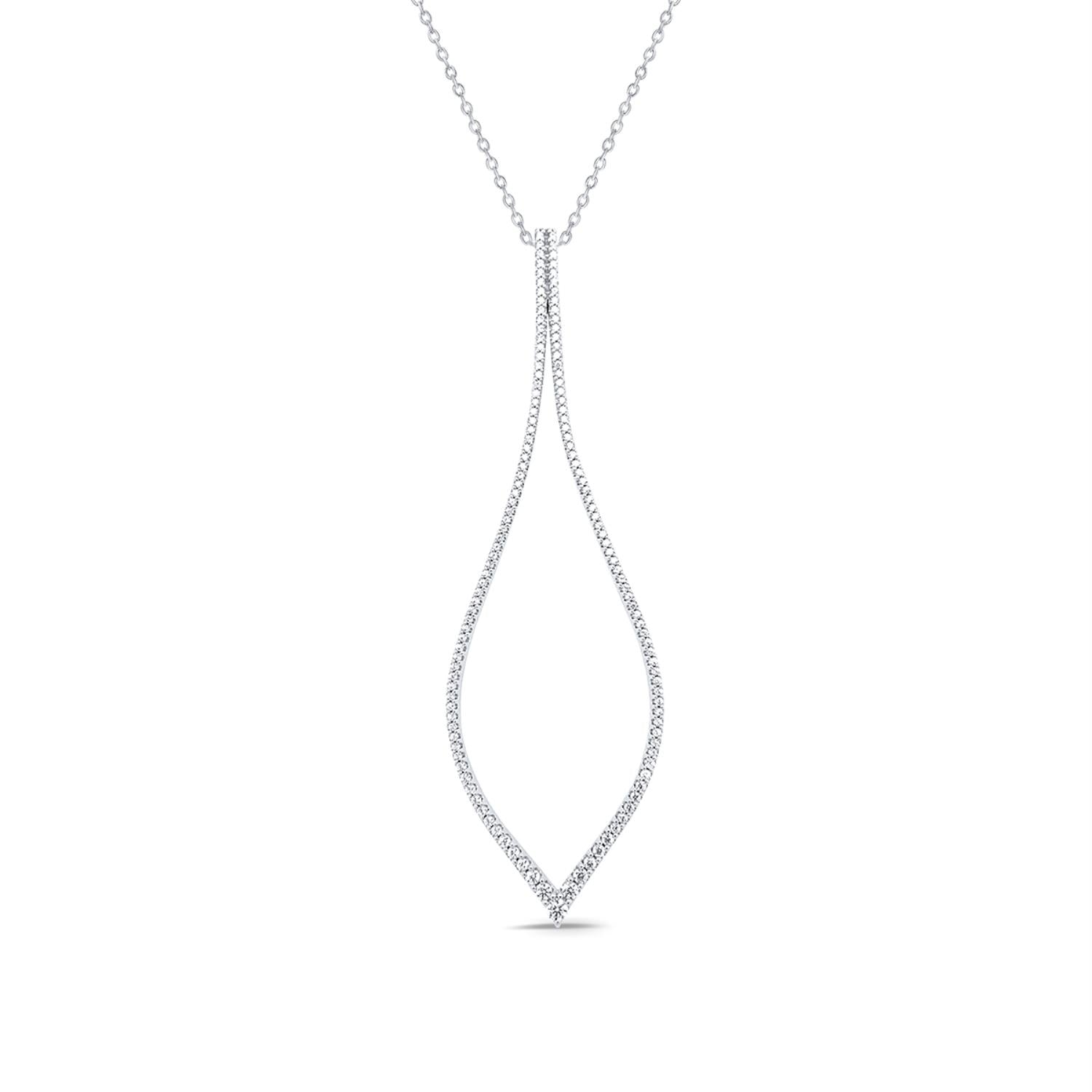 3/4 CTW Natural Diamond 18-inch Large Teardrop Pendant in 10KT White Gold