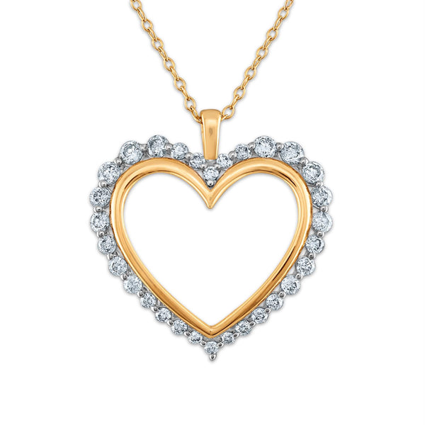 1 CTW Natural Diamond Heart 18-inch Pendant in 10KT Yellow Gold