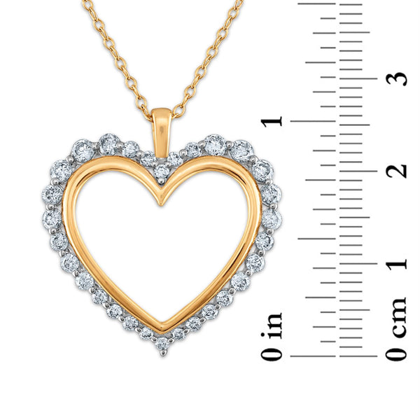 1 CTW Natural Diamond Heart 18-inch Pendant in 10KT Yellow Gold