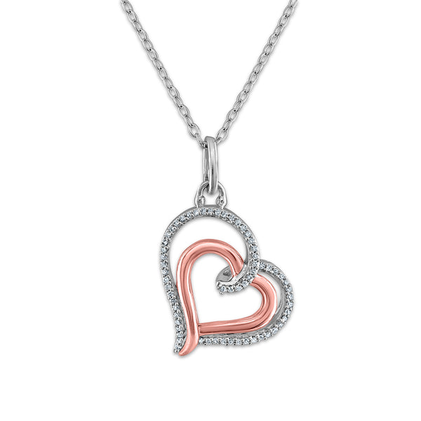 White Diamond Hearts & Symbols Pendant in 925 Silver