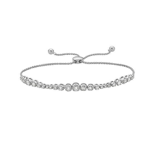 White Diamond Bolo Bracelet in 10KT Gold