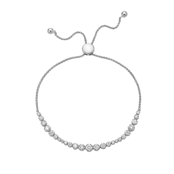 White Diamond Bolo Bracelet in 10KT Gold