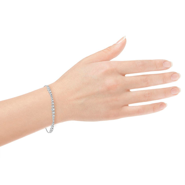 White Diamond Bolo Bracelet in 10KT Gold