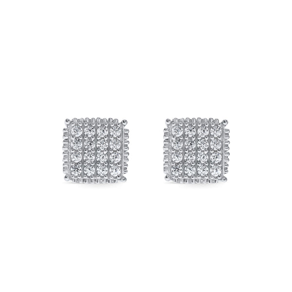 White Diamond Cluster Earrings in 10KT Gold