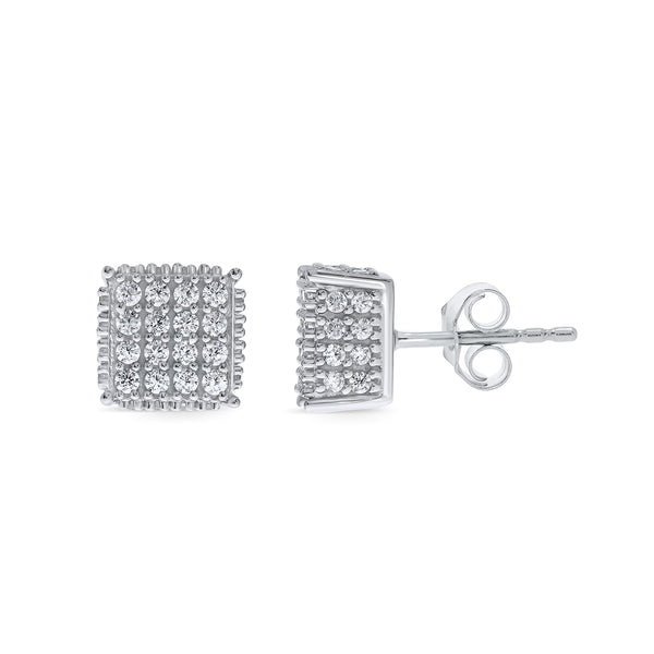 White Diamond Cluster Earrings in 10KT Gold