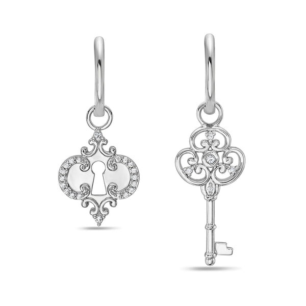 White Diamond Drop / Dangle Earrings in 925 Silver